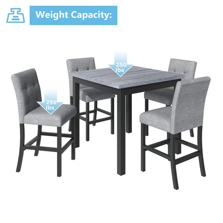 5-Piece Counter Height Solid Wood Dining Set - Omega Lifestyles