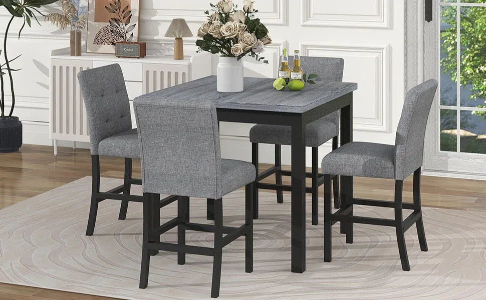 5-Piece Counter Height Solid Wood Dining Set - Omega Lifestyles