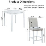 5-Piece Counter Height Square Wooden Dining Table Set - Omega Lifestyles