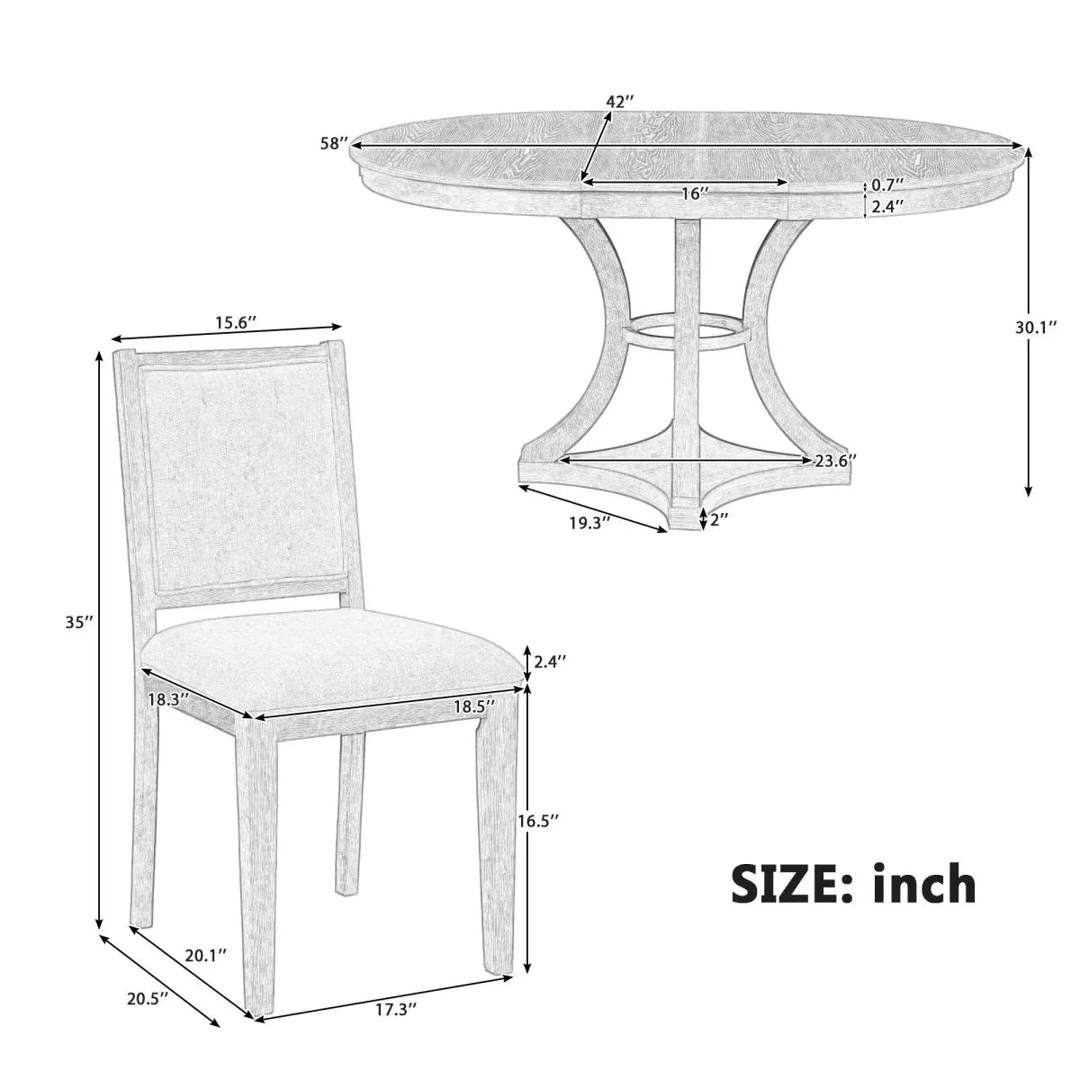 5-Piece Extendable Round Dining Table Set With Upholstered Chairs - Omega Lifestyles