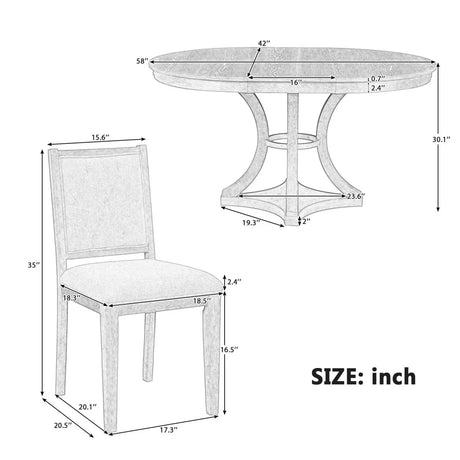 5-Piece Extendable Round Dining Table Set With Upholstered Chairs - Omega Lifestyles