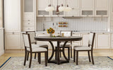 5-Piece Extendable Round Dining Table Set With Upholstered Chairs - Omega Lifestyles