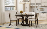 5-Piece Extendable Round Dining Table Set With Upholstered Chairs - Omega Lifestyles