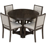 5-Piece Extendable Round Dining Table Set With Upholstered Chairs - Omega Lifestyles