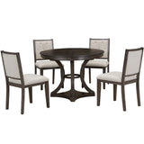 5-Piece Extendable Round Dining Table Set With Upholstered Chairs - Omega Lifestyles