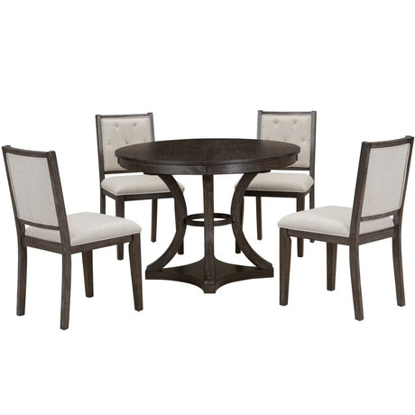 5-Piece Extendable Round Dining Table Set With Upholstered Chairs - Omega Lifestyles
