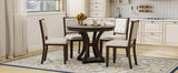 5-Piece Extendable Round Dining Table Set With Upholstered Chairs - Omega Lifestyles