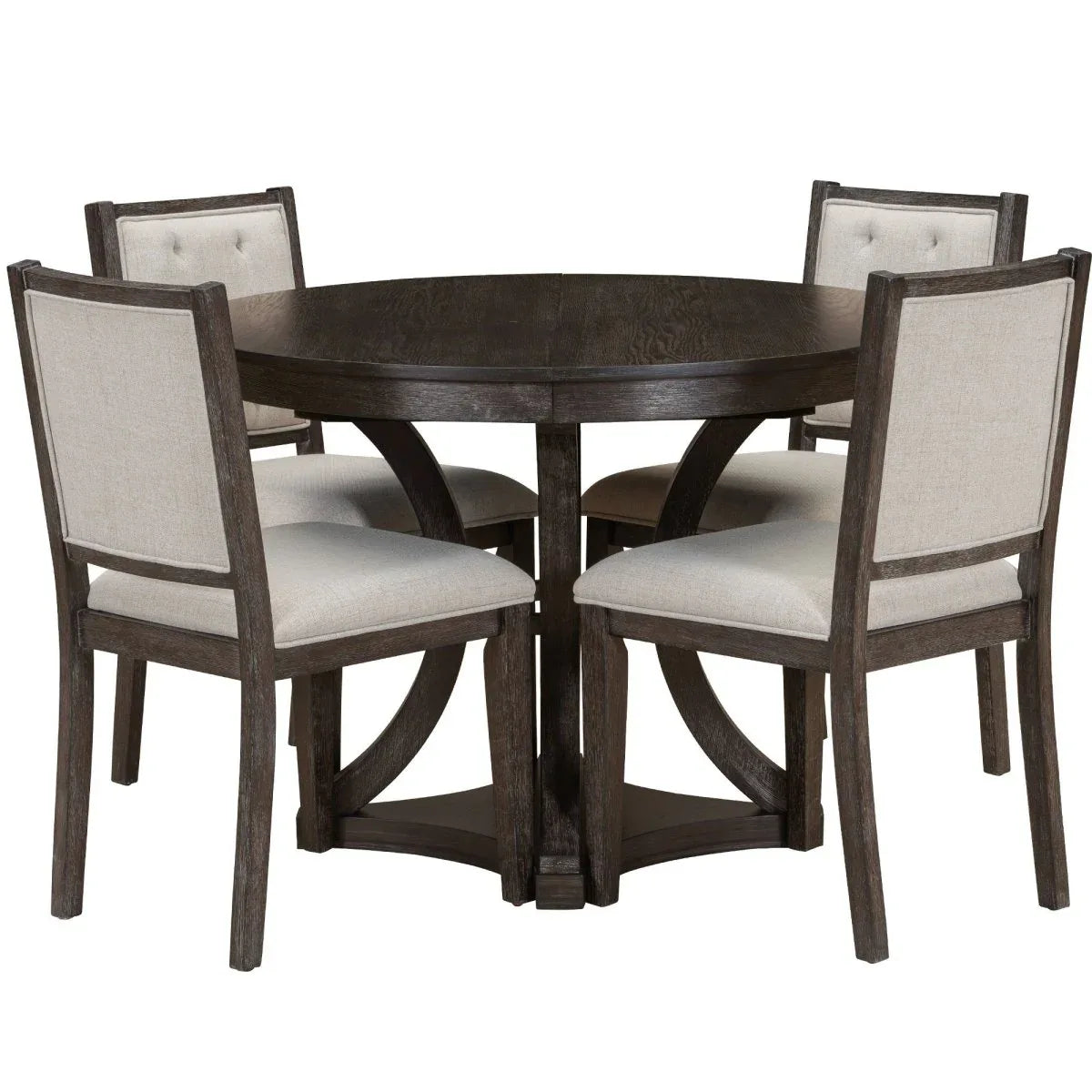 5-Piece Extendable Round Dining Table Set With Upholstered Chairs - Omega Lifestyles