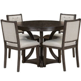 5-Piece Extendable Round Dining Table Set With Upholstered Chairs - Omega Lifestyles