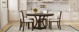 5-Piece Extendable Round Dining Table Set With Upholstered Chairs - Omega Lifestyles