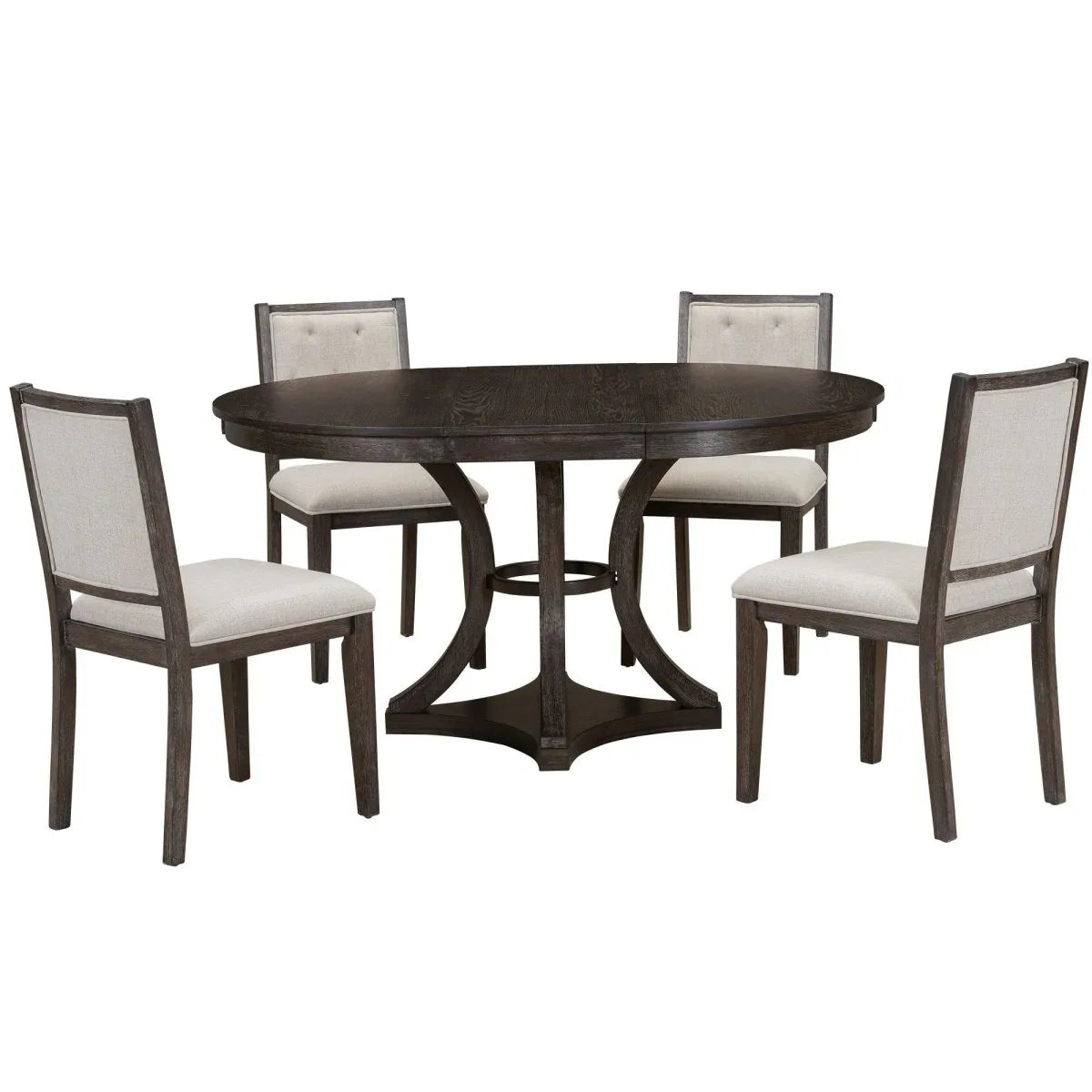 5-Piece Extendable Round Dining Table Set With Upholstered Chairs - Omega Lifestyles