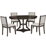 5-Piece Extendable Round Dining Table Set With Upholstered Chairs - Omega Lifestyles