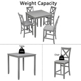 5-Piece Gray Acacia Wood Counter Height Dining Set - Omega Lifestyles