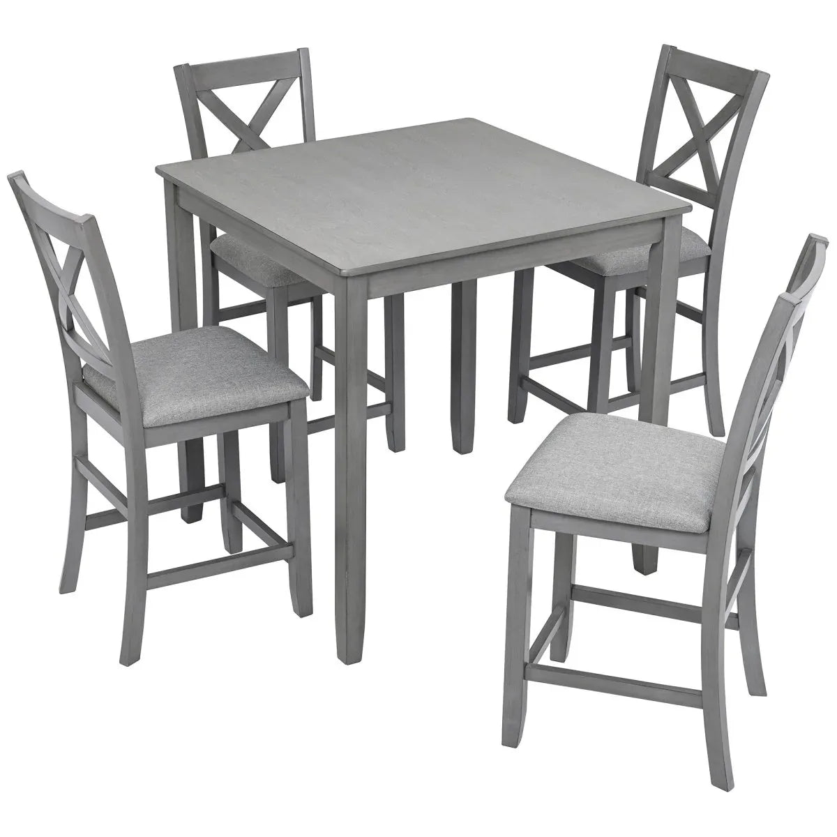 5-Piece Gray Acacia Wood Counter Height Dining Set - Omega Lifestyles