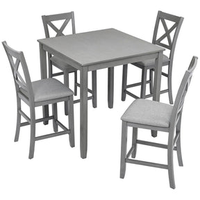5-Piece Gray Acacia Wood Counter Height Dining Set - Omega Lifestyles