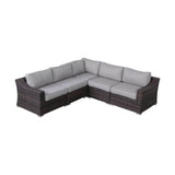 5 - Piece Modern Rattan Wicker Sectional Patio Set With Cushions - Driftwood - Omega Lifestyles