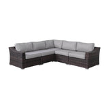 5 - Piece Modern Rattan Wicker Sectional Patio Set With Cushions - Driftwood - Omega Lifestyles