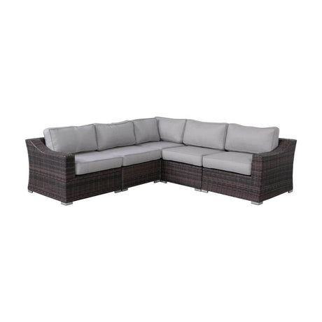 5 - Piece Modern Rattan Wicker Sectional Patio Set With Cushions - Driftwood - Omega Lifestyles