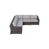 5 - Piece Modern Rattan Wicker Sectional Patio Set With Cushions - Driftwood - Omega Lifestyles