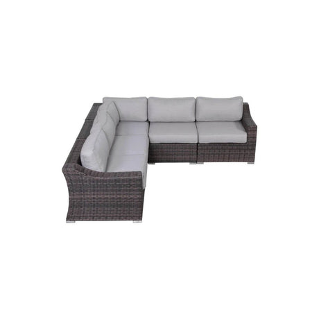 5 - Piece Modern Rattan Wicker Sectional Patio Set With Cushions - Driftwood - Omega Lifestyles