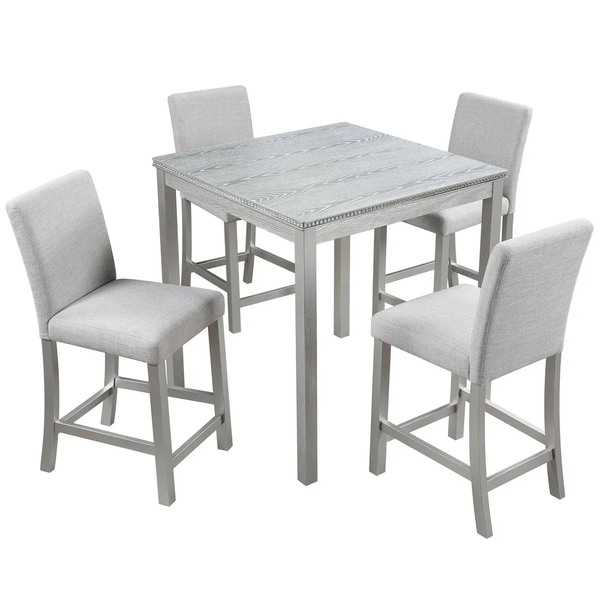 5-Piece Solid Wood Counter Height Dining Table Set With Upholstered Chairs - Omega Lifestyles