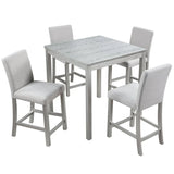 5-Piece Solid Wood Counter Height Dining Table Set With Upholstered Chairs - Omega Lifestyles