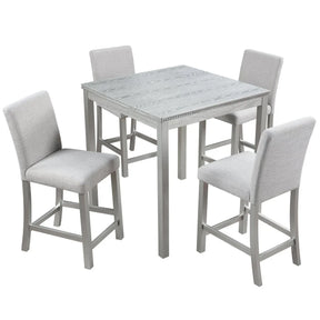 5-Piece Solid Wood Counter Height Dining Table Set With Upholstered Chairs - Omega Lifestyles