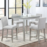 5-Piece Solid Wood Counter Height Dining Table Set With Upholstered Chairs - Omega Lifestyles
