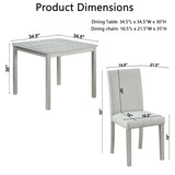 5-Piece Solid Wood MDF Square Dining Table Set With Upholstered Chairs - Omega Lifestyles