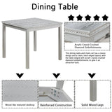 5-Piece Solid Wood MDF Square Dining Table Set With Upholstered Chairs - Omega Lifestyles