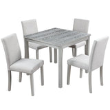 5-Piece Solid Wood MDF Square Dining Table Set With Upholstered Chairs - Omega Lifestyles