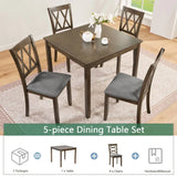 5-Piece Walnut Square Wooden Dining Table Set With Chairs - Omega Lifestyles