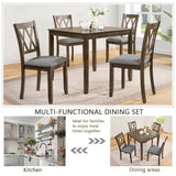 5-Piece Walnut Square Wooden Dining Table Set With Chairs - Omega Lifestyles