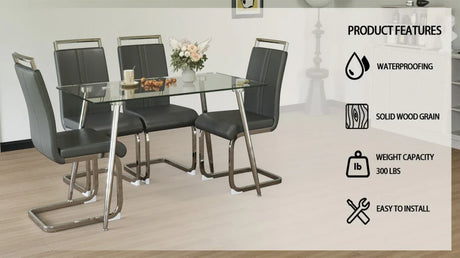 51-Inch Tempered Glass Dining Table Set With Chairs - Omega Lifestyles