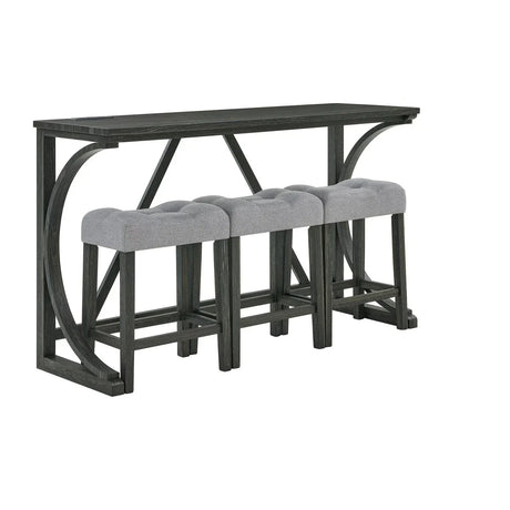 59-Inch Industrial Solid Wood Bar Table And Stools Set - Omega Lifestyles