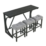 59-Inch Industrial Solid Wood Bar Table And Stools Set - Omega Lifestyles