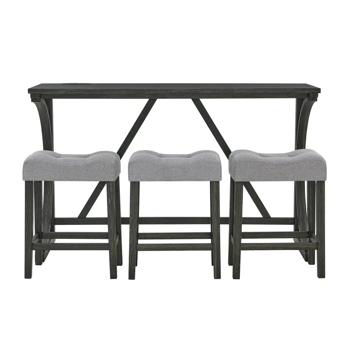 59-Inch Industrial Solid Wood Bar Table And Stools Set - Omega Lifestyles