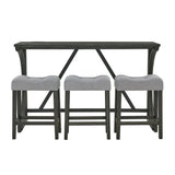 59-Inch Industrial Solid Wood Bar Table And Stools Set - Omega Lifestyles