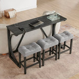 59-Inch Industrial Solid Wood Bar Table And Stools Set - Omega Lifestyles