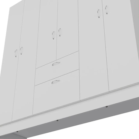 6-Door White Engineered Wood Wardrobe Armoire - Omega Lifestyles