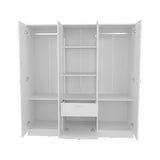 6-Door White Engineered Wood Wardrobe Armoire - Omega Lifestyles