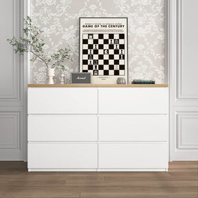 6-Drawer White Particle Board Storage Dresser Cabinet - Omega Lifestyles