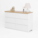 6-Drawer White Particle Board Storage Dresser Cabinet - Sleep Galleria