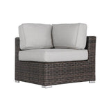 6 - Person Outdoor Wicker Seating Set With Plush Cushions - Driftwood - Omega Lifestyles