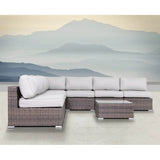 6 - Person Outdoor Wicker Seating Set With Plush Cushions - Driftwood - Omega Lifestyles