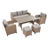 6-Piece Outdoor PE Rattan Patio Furniture Set With Cushions - Omega Lifestyles