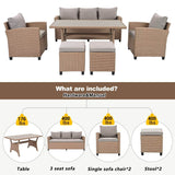6-Piece Outdoor PE Rattan Patio Furniture Set With Cushions - Omega Lifestyles