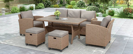 6-Piece Outdoor PE Rattan Patio Furniture Set With Cushions - Omega Lifestyles