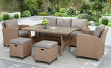 6-Piece Outdoor PE Rattan Patio Furniture Set With Cushions - Omega Lifestyles