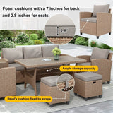 6-Piece Outdoor PE Rattan Patio Furniture Set With Cushions - Omega Lifestyles